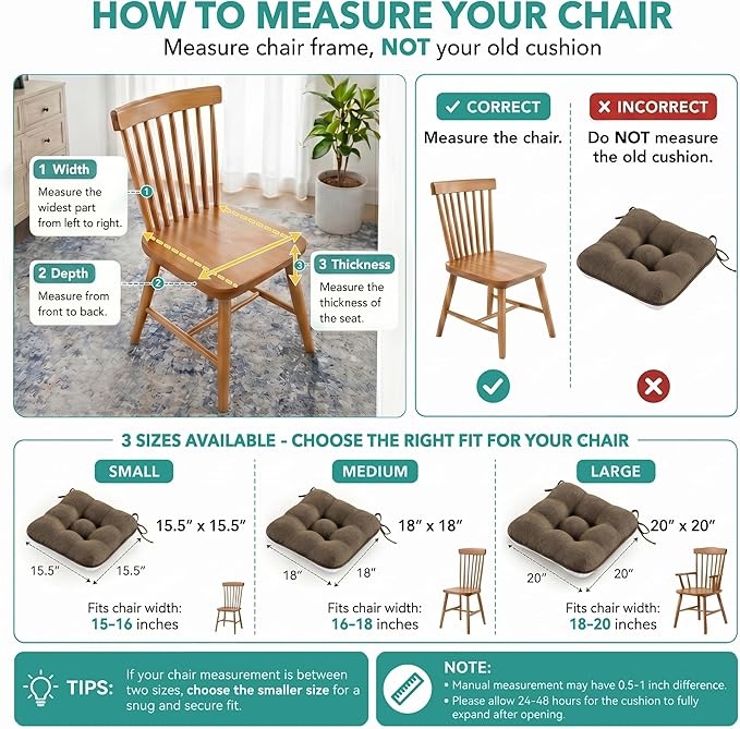 BETU Chair Cushions for Dining Chairs Set of 4, 3.5" Thick Kitchen Table Chair - Image 5