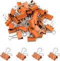 50 Pack Small Orange Binder Clips 3/4 Inch, Colored Little Paper Clamps by Qikaara