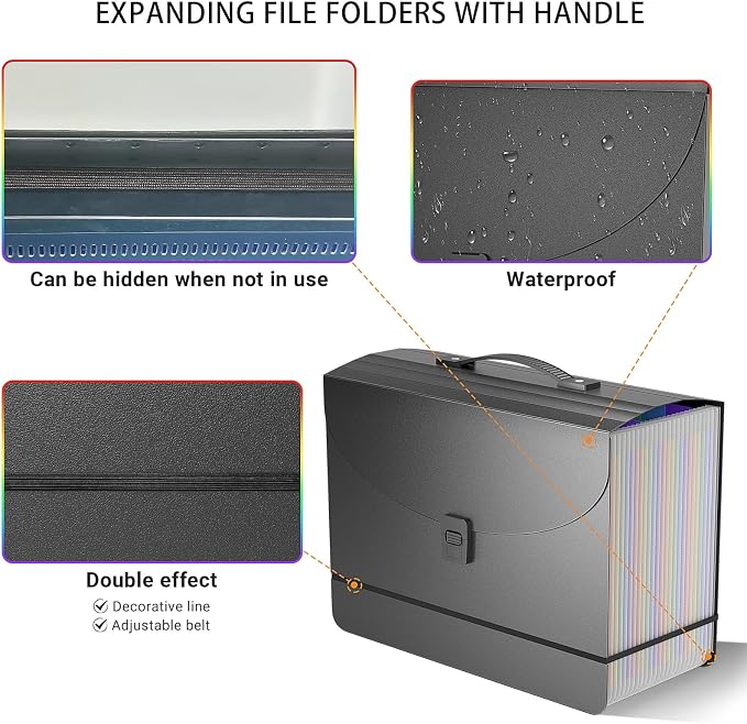 25 Pockets Expanding File Folders, Portable Accordion File Organizer, - Image 2