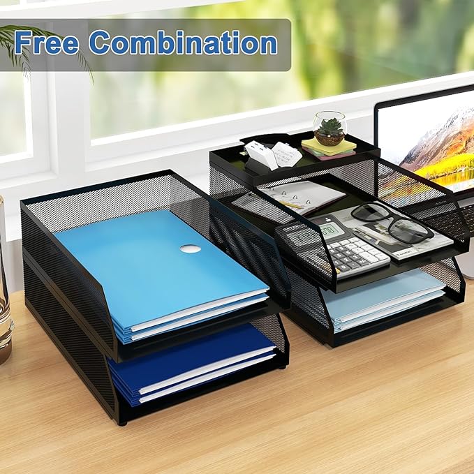 Natwind 4-Tier Paper Organizers, Desk Organizer, Stackable Paper Tray, Desk - Image 4