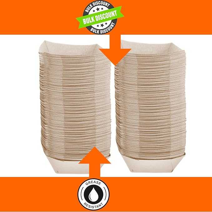 Mr Miracle Paper Food Trays, Kraft Paper. Extra Large. 100 Pack, Disposable - Image 5