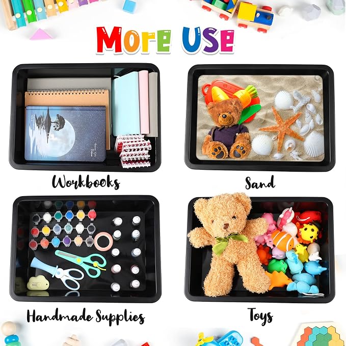 Qunclay 6 Pcs Flat Storage Tray Organizer Bin Letter Size Paper Trays - Image 4