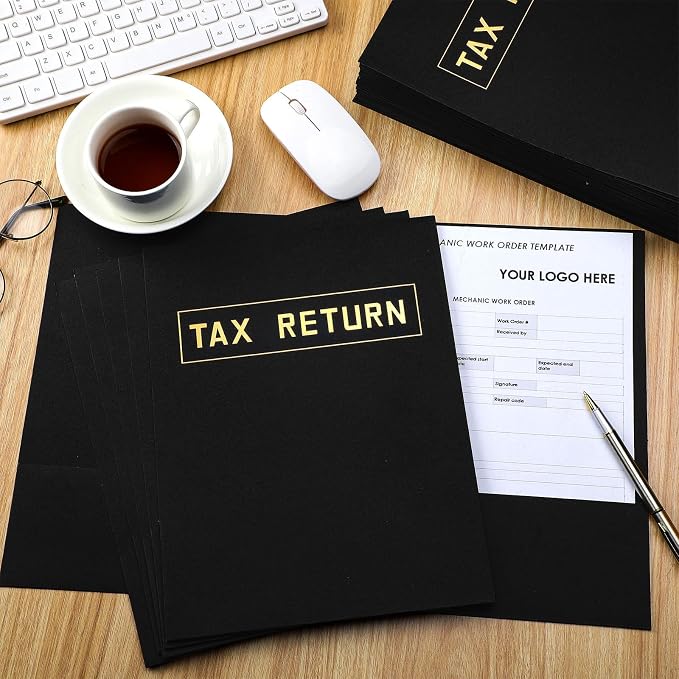 Kosiz 300 Pcs Tax Return Folders Bulk 9 x 12 Inch 2 Pocket Gold Foil Stamped - Image 3