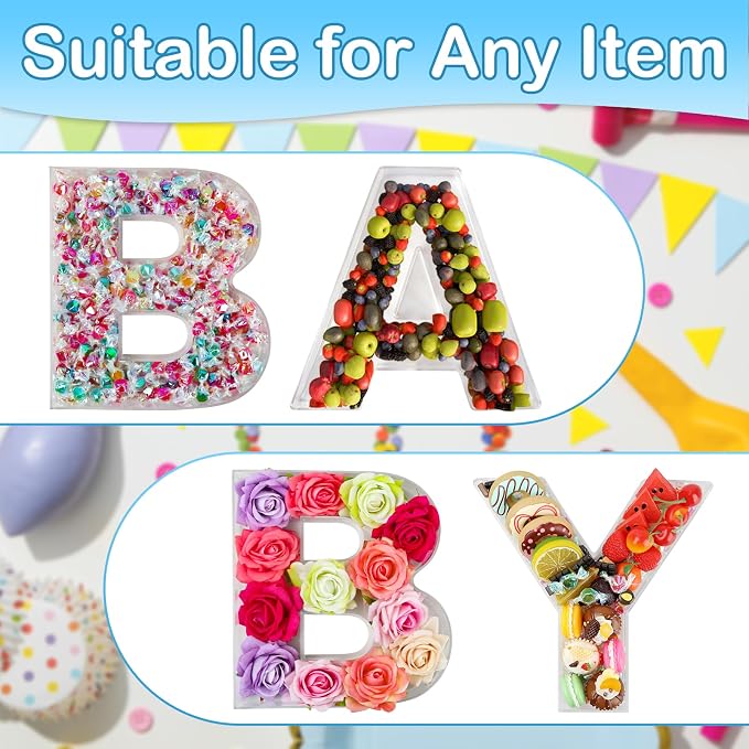 10" U Clear Acrylic Letter Charcuterie Board Box, Reusable Fillable Decorative - Image 9