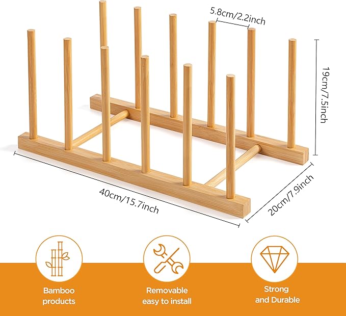 HBlife Desk File Organizer 5 Section Upright File Sorter, 2 Pack Bamboo File - Image 2