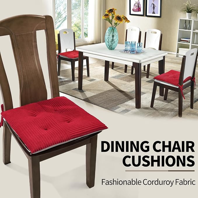 Office Stacking Chair Cushions 4 Pack, Corduroy High Density Foam Kitchen Seat - Image 3
