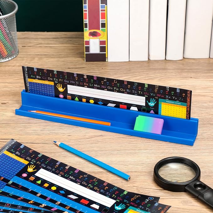 PerKoop 10 Pcs Classroom Desk Name Plates Holder Set Index Cards Storage - Image 3
