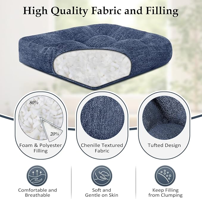 downluxe Chair Cushions for Dining Chairs 4 Pack, Tufted Indoor Chair Pads - Image 2