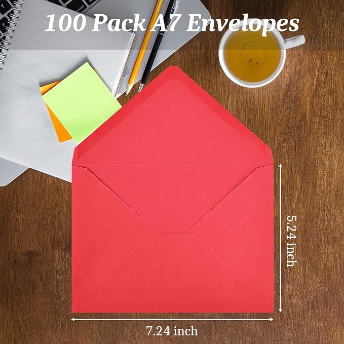 100 Pack Christmas A7 Envelopes, 5.24 x 7.24 in Envelopes - Image 3