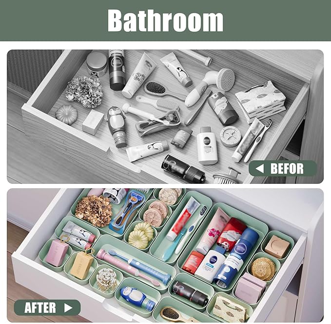 Drawer Organizers Bins 28 PCS for Bathroom Makeup Desk Office | - Image 7