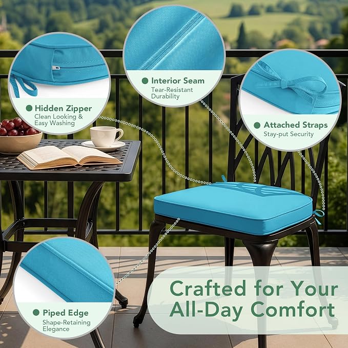 Outdoor Chair Cushions Set of 4: Waterproof & Fade Resistant Patio Furniture - Image 4