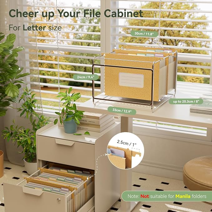 EcoStash Wheat Straw Expanding Hanging File Folders, 3 Color File Organizer - Image 2