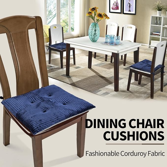 Office Stacking Chair Cushions 4 Pack, Corduroy High Density Foam Kitchen Seat - Image 3