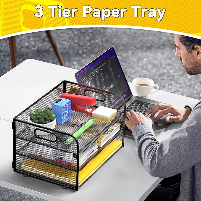 MINDEPOT 3-Tier Paper Letter Organizer Tray - Image 7