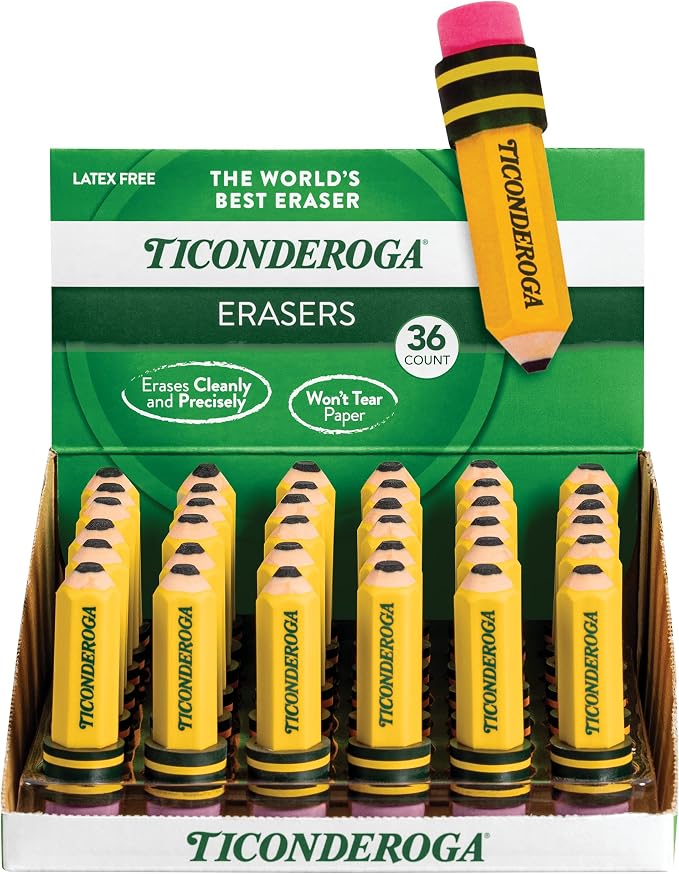 TICONDEROGA Erasers, Pencil Shaped by Ticonderoga