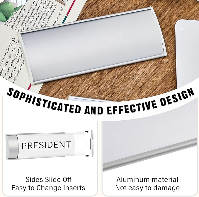 Therwen 12 Pcs Aluminum Office Name Plate Holder - Image 3