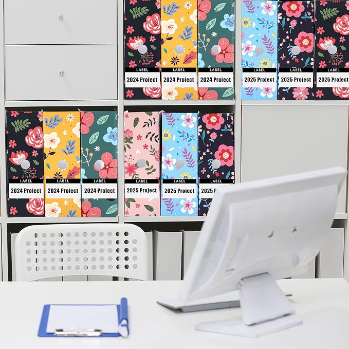 PerKoop 12 Pcs Decorative Magazine File Holders Floral Foldable File Folders - Image 7