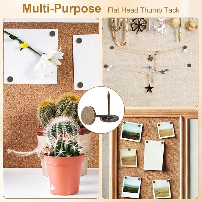 100pcs Metal Thumb Tacks, Heavy Duty Flat Head Push Pins, Upholstery Tacks - Image 4