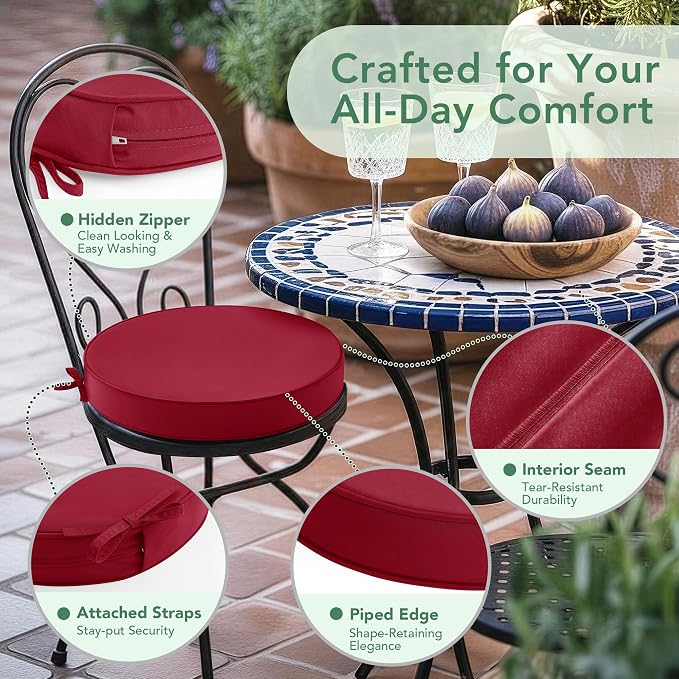 Summsun Outdoor Bistro Chair Cushions Set of 2 - Image 4