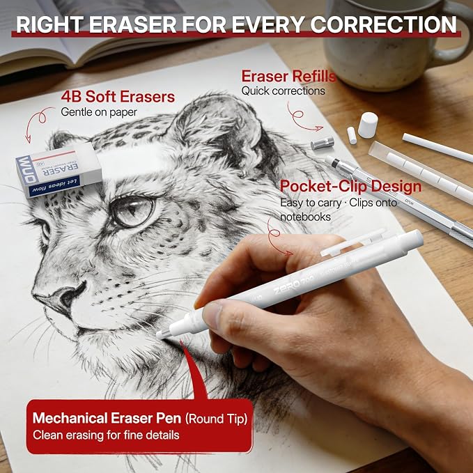 WUO 0.5mm Mechanical Pencil Set, 3 Silver Metal Drafting Pencils - Image 2