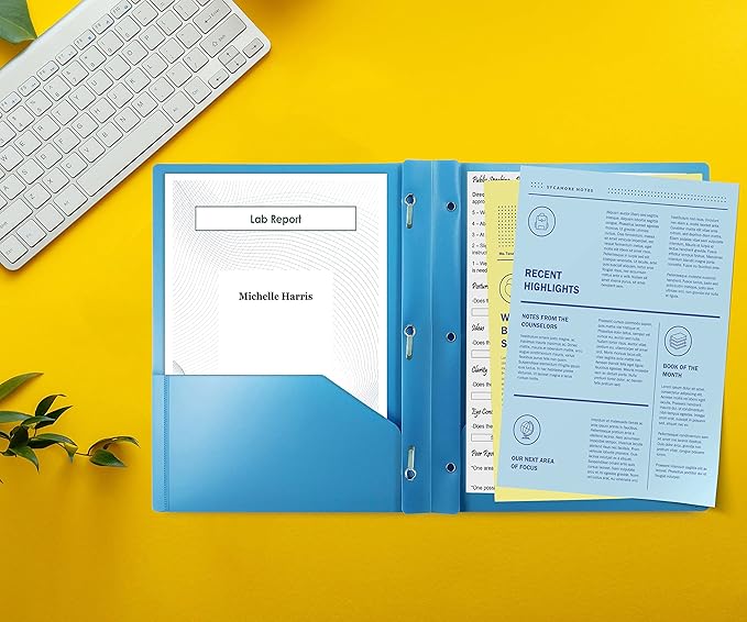 Better Office Products Light Blue Plastic 2 Pocket Folders - Image 4