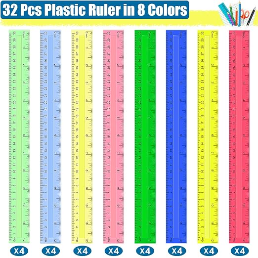 12 Inch Plastic Rulers, Ideal Back to School Office Home Supplies - Image 2