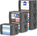 90L Large Storage Bags, 6 Pack Clothes Storage Bins Foldable Closet Organizers by BuddingJoy-BuildaJoyfulLifeforYou