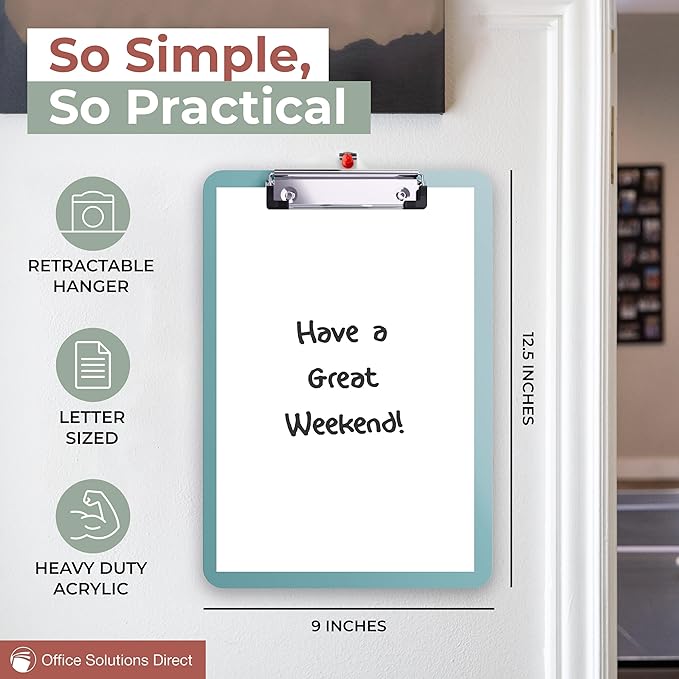 Clipboards – Set of 12 Plastic Clip Boards 8.5x11 Bulk | Colored Acrylic - Image 3