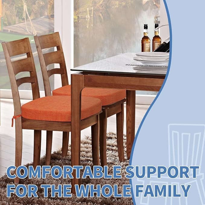 BUYUE Thickened 2.5" Dining Chair Cushions Set of 6, U-Shape High Density Foam - Image 2