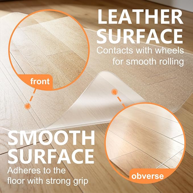Clear Chair Mat for Hard Floor, Rectangle | Durable Thick PVC, Anti-slip Grip - Image 4