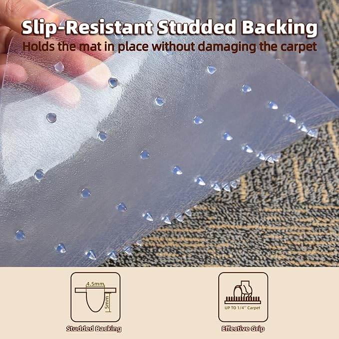 Office Chair Mat Carpet Protector: 36" x 48" Plastic Heavy Duty Computer Desk - Image 6