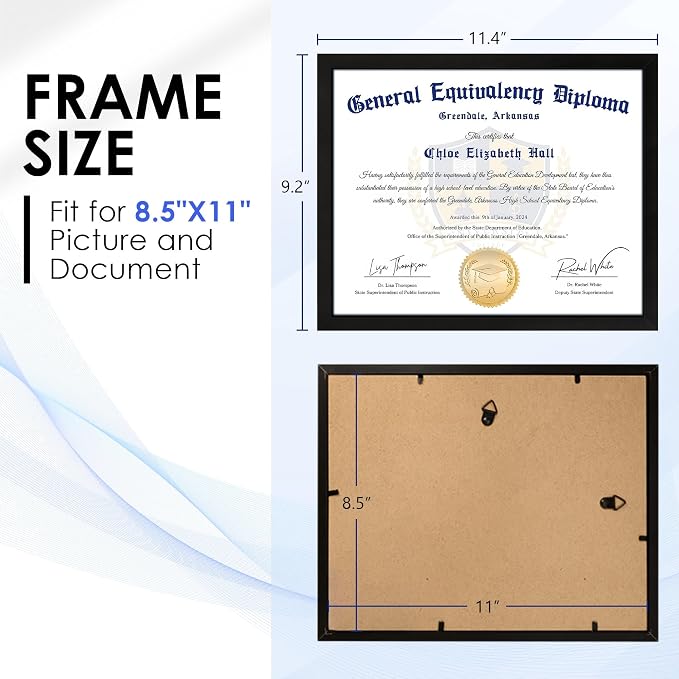FIXSMITH 8.5x11 Diploma Frame, 6 Pack Black Picture Frames - Image 2