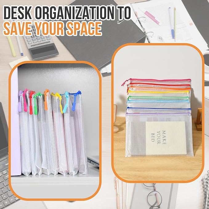 YOPCDJ 24pcs Mesh Zipper Pouch File Bags Puzzle Storage Bags, A3 17x12 Inches - Image 4
