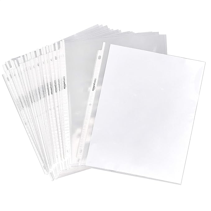 Amazon Basics Sheet Protectors for 3 Ring Binder, Lightweight, Letter Size by AmazonBasics
