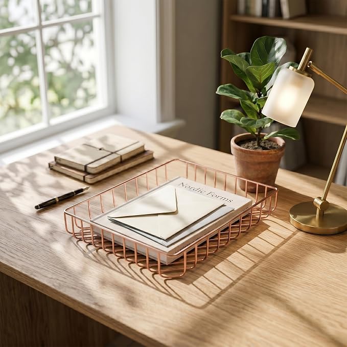 Elegant Gold Wire Desk Tray Organizer - Image 6