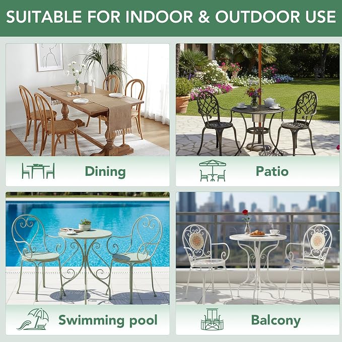 Summsun Outdoor Bistro Chair Cushions Set of 4, Dark Grey - Image 7