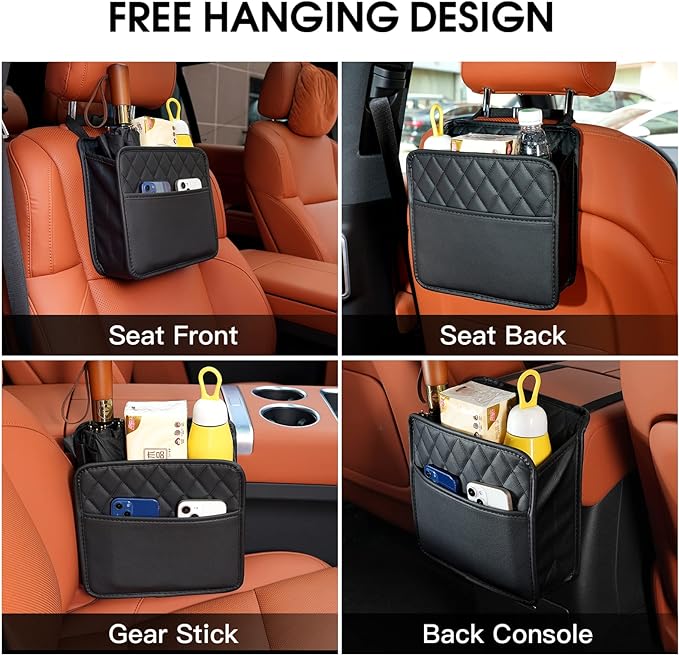 FrgKbTm Car Seat Back Hanging Bag Car Document Holder Multi-Pocket Bottle Bag - Image 5