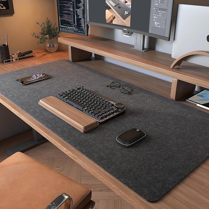DAWNTREES Non-Slip Felt Desk Mat, 36 x 16 Inches Large Desk Pad Protector - Image 2