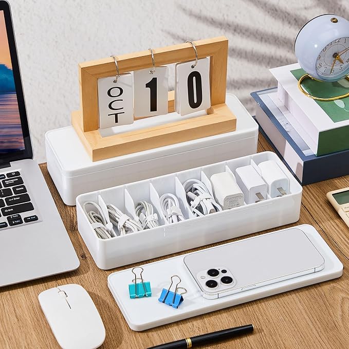 Tatuo 2 Pcs Cord Organizer for Drawer Desktop, Cable Organizer Box - Image 6