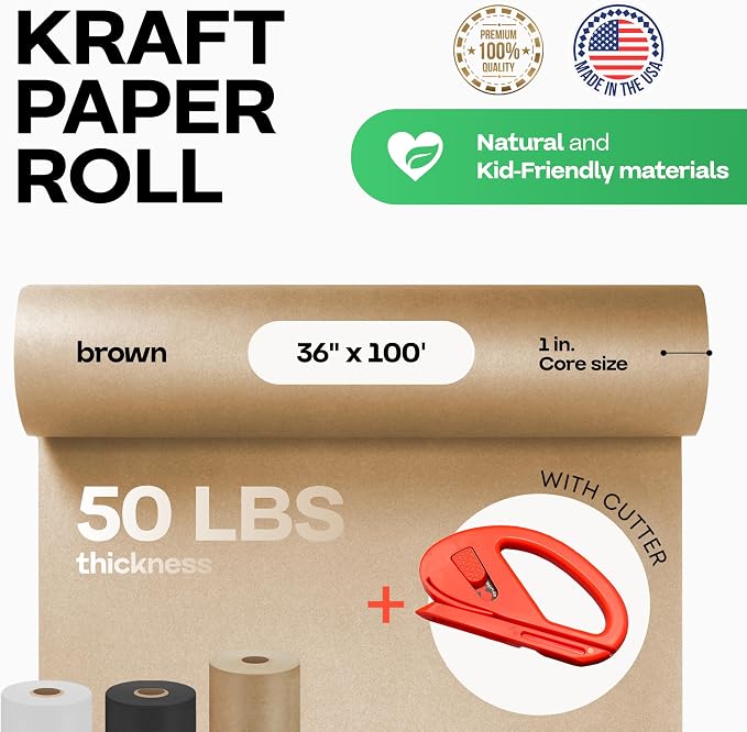 Brown Kraft Paper Roll 36" x 1200" - Image 2
