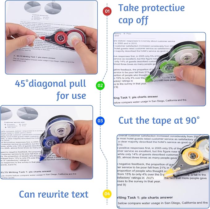 30 Pcs Colorful Correction Tape, 39.4 Ft White Wrong Out Tear-Resistant Bulk - Image 4