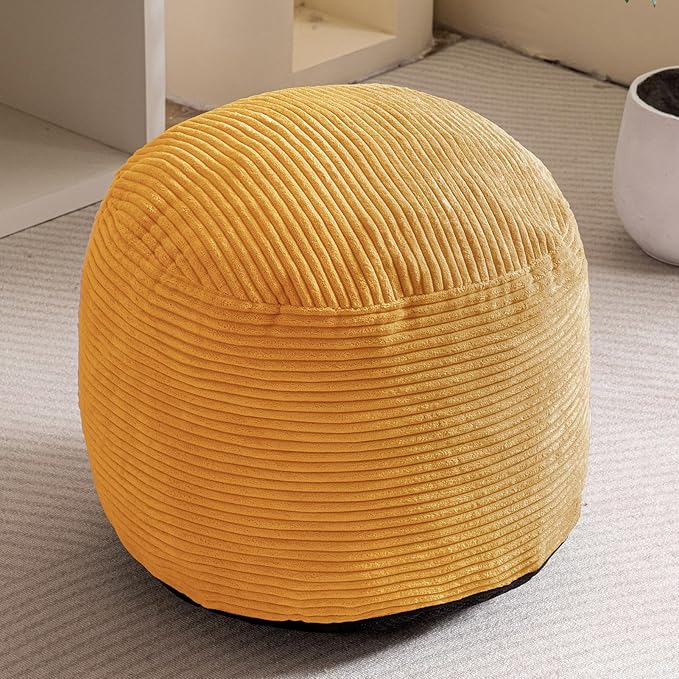 HIGOGOGO Round Stuffed Pouf Ottoman, Corduroy Poufs - Image 6