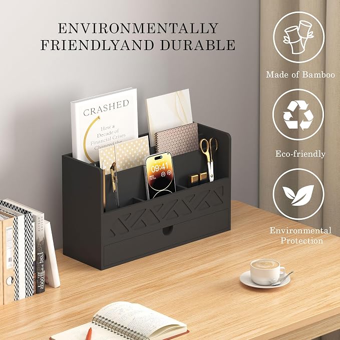 Bamboo Mail Organizer Countertop Desktop - Image 4