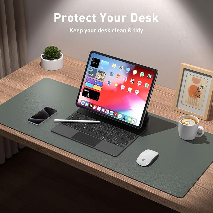 Aothia Leather Desk Pad Protector, Large Mouse Pad, Office Desk Mat, Non-Slip - Image 3