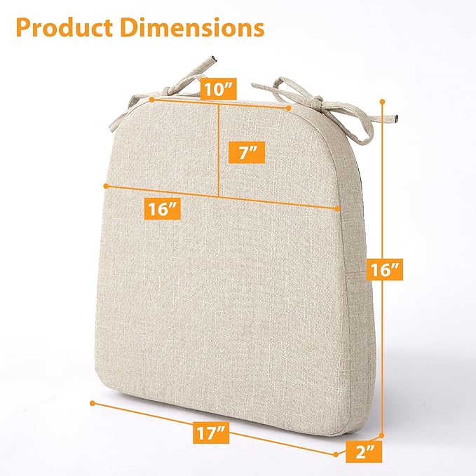 Ruqmuis Chair Cushions for Dining Chairs, D-Shaped Chair Pads - Image 2