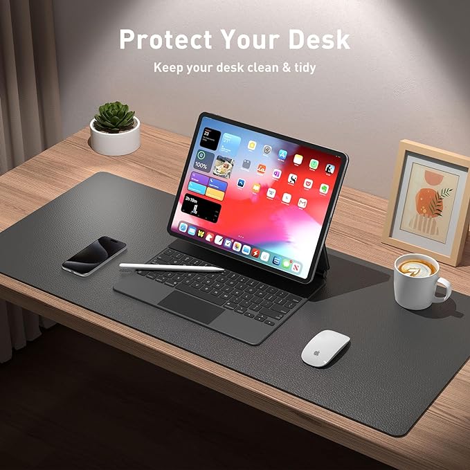 Aothia Leather Desk Pad Protector, Mouse Pad, Office Desk Mat, Non-Slip PU - Image 3