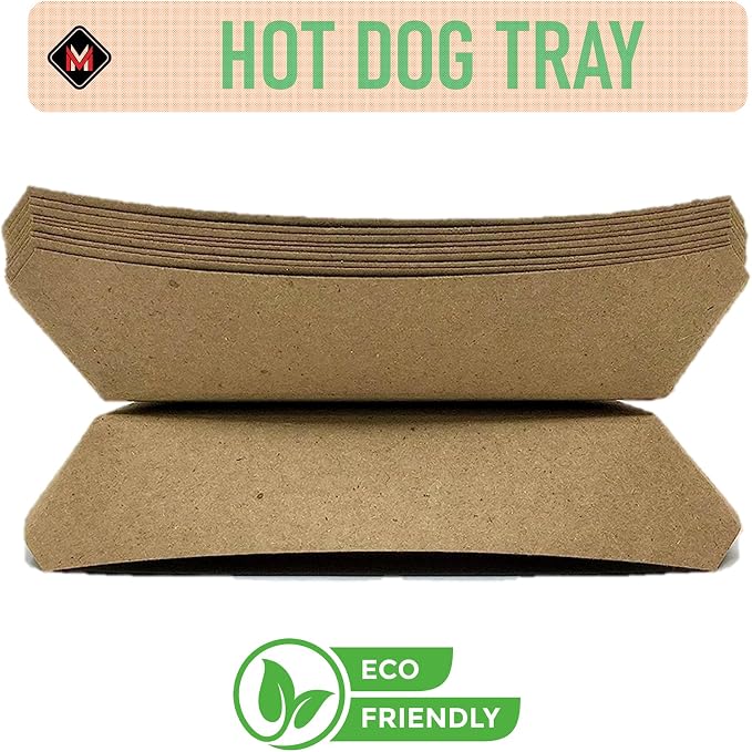 Mr Miracle 7 Inch Paper Hot Dog Tray in Kraft Paper. Pack of 25. Disposable - Image 2
