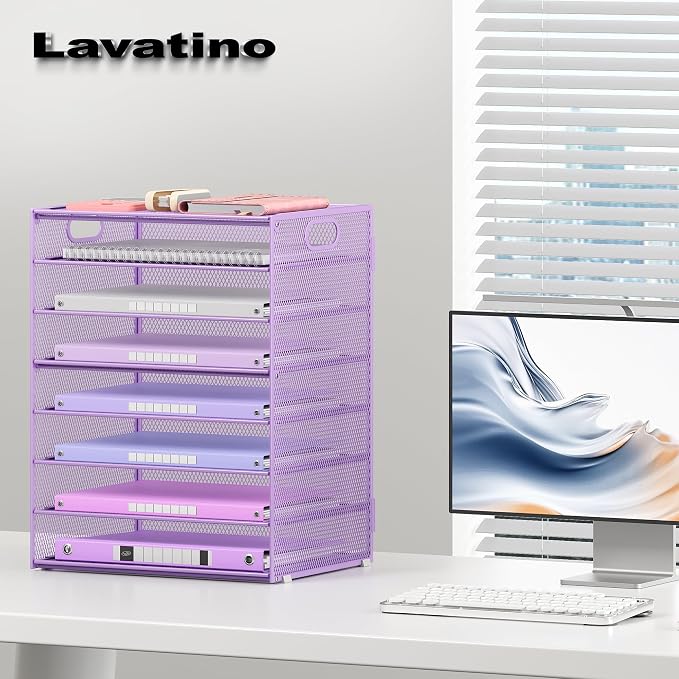 Lavatino 2 Pack 8-Tier Office Desk File Organizer, Letter Tray Paper Organizer - Image 7