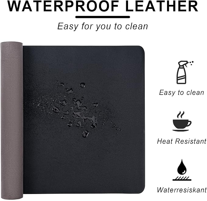 Leather Desk Pad Protector, Non-Slip Desk Pad, on-Slip PU Leather Large Mouse - Image 4