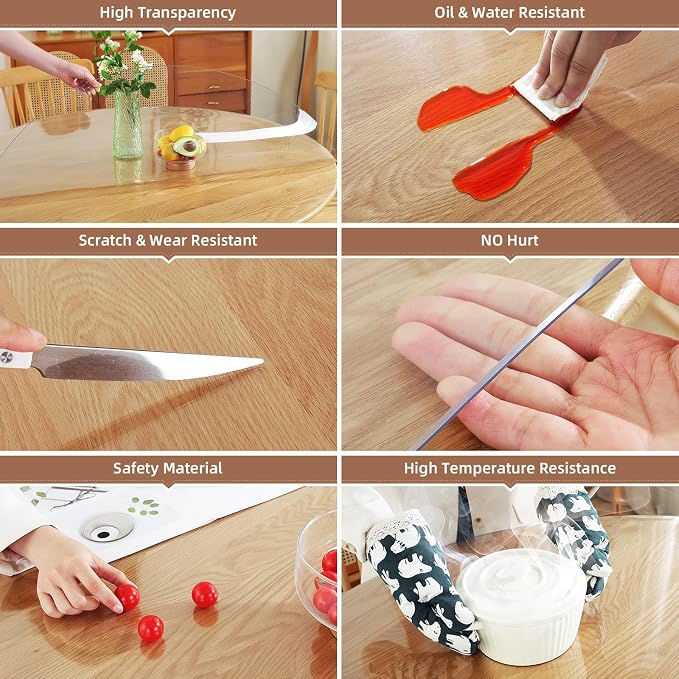 Warmstar Round Clear Table Protector, 40Inch 2mm Thick PVC Tablecloth - Image 3